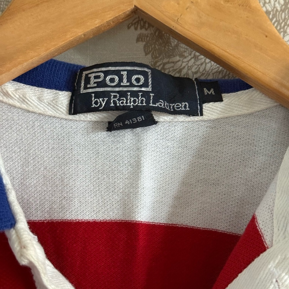 Vintage Ralph Lauren Spell Out Cookie Logo striped Polo, size M - Picture 3 of 9